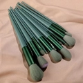 Set of 13 soft teal makeup brushes for foundation and eyeshadow on pink fabric - 13Pcs Matcha Green [OPP Bag]