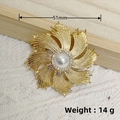 Golden flower star brooch with pearl and rhinestones 51mm 14g on fabric - KC Gold Radiant Firework