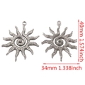 Retro stainless steel sun pendant in silver finish measuring 40mm for DIY jewelry making - Steel Color Spiral Flame Sun Style D