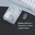 Frosted translucent medium coffin press-on nails in size 4 with 24mm length - DA05 Matte Medium Trapezoid No.4 50Pcs