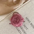 Elegant rose silk flower hair claw in dusty pink with vintage amber acrylic clip - Hair Claw / Pink Transparent Rose Claw