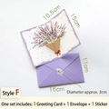 3D lavender flower pop-up card set with purple envelope and matching sticker, Style F - Style F-Purple Lavender