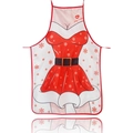 Cartoon Christmas apron with red skirt graphic and Merry Christmas text for holiday - 06 Snowflake Skirt Style