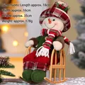 Christmas plush snowman doll in red and green plaid with dimensions 35cm height - Rocking Chair Snowman - 002-B