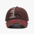 Brown vintage cotton baseball cap with letter embroidery and distressed brim details - Adjustable / Brown
