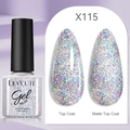 LILYCUTE X115 glitter gel polish showing glossy and matte top coat effects - Colorful Glitter (115)
