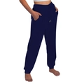Navy blue casual drawstring sweatpants with elastic cuffs for a minimalist sports look - Navy Blue