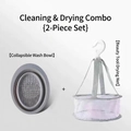 2-piece set including a collapsible silicone cleaning bowl and a makeup tool drying net - 3-Piece Set + Cleaning Liquid