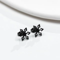 Orecchini minimalisti in acciaio nero opaco con design unico a fiocco di neve esagonale - Stile Fiocco di Neve Nero (GED460B)