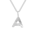 Elegant silver stainless steel necklace with a textured letter A initial pendant - Letter A / Steel