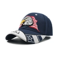Gorra de béisbol azul marino con bordado de bandera estadounidense y águila, vista - Águila Pentagrama Marina