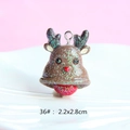 Macro view of reindeer resin pendant with glitter detail and dimensions 2.2x2.8cm - Style 36-Reindeer Bell Shape