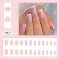 Rosa und weiße Ballerina-Nägel zum Aufkleben mit goldenen Glitzer-Akzenten - W477 Pure Desire Glitzer (Klebestil)