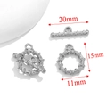 Silver stainless steel OT toggle clasp jewelry connector with 20mm T-bar and 15mm ring - Style D / Steel