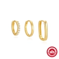 Three-piece gold S925 sterling silver hoop earring set with cubic zirconia diamonds - Earring Style 3 / Gold