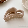 Matte beige heart-shaped hair claw clip with 9cm diameter for thick hair - Heart Style / Diameter approx 9cm / Milk Coffee