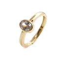 Gold plated adjustable open ring featuring an oval clear cubic zirconia centerpiece - Adjustable Open / Oval White Zirconia / Gold