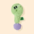 Green plush squeaky dog toy with purple mesh base for small dogs and chewing - Question Mark / Light Green