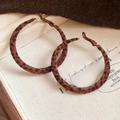 Autumn vintage leopard print hoop earrings with fuzzy flocking texture and gold pins - Large Leopard Suede / Coffee Large (44# Hoop)