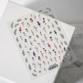 Detail of TS-034 nail stickers with 3D embossed flowers and green leaves patterns - TS-034 Retro Dried Flowers