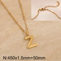 Titanium steel golden initial Z pendant necklace with beaded chain and lobster clasp - Gold Letter Z (KN287047-Z)