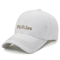 Classic white cotton baseball cap featuring embroidered Pickles lettering for outdoor style - Letter Embroidery (Pickles) / White