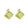 Minimalist gold stainless steel earrings featuring geometric square green crystal drops - 1# Green