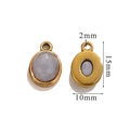 Oval light blue natural stone charm in gold stainless steel setting 15x10mm size - Small-Grey Blue