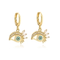 Kreative 18K vergoldete Evil Eye Ohrringe mit blauem Emaille und Zirkon-Steinen - Blau-Weiß Emaille / Klassisches Böses Auge