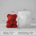 3D rose bear silicone mold for DIY candles and handmade soap shown with finished product - Flower Bear (8cm) J-0917