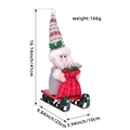 Christmas Santa gnome on red sleigh with gift bag, dimensions 41cm tall by 25cm long - Grey Knit Hat Style
