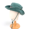 Detail of washed cotton boonie hat with metal side buckles and adjustable windproof strap - Green