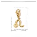 Detailed view of Leo zodiac pendant in 14K gold-plated stainless steel with lobster clasp - Leo
