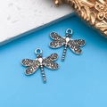Vintage silver dragonfly alloy pendants for DIY bracelets and necklaces on blue background - Dragonfly 21x20mm