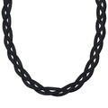 Three-strand woven black snake chain necklace with elegant spiral texture in titanium steel - Large Black Braided Necklace