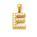 18k gold plated stainless steel letter E pendant with white pearl inlay - Letter E Style (SP723G-E)