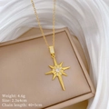 Detail of star-shaped pendant with crystals on beige display box, length 40+5cm - Gold (Octagonal Star Pendant)