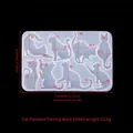 Translucent cat-shaped silicone mold with 8 poses for DIY resin jewelry and earrings - Cat Pendant Earrings Mold