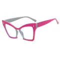 Montura de gafas cat-eye de gran tamaño con bloques de color magenta y gris y metal - Gris y Rosa Rojo