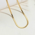Cadena de serpiente plana bañada en oro de 14K con diseño de ondas y acabado vintage pulido - Cadena de cuchilla de 3 mm de ancho y 37+5 cm de largo