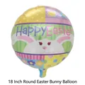 Detail of 18-inch Happy Easter bunny balloon with colorful stripes and floral patterns - Round Easter Bunny (YX238)