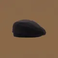 Detailed view of black cotton twill beret with firm texture and minimalist design - Basic Style/No Decor / Plain Black