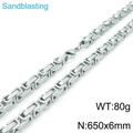 Silver sandblasted Byzantine chain necklace for men with lobster clasp, 650x6mm size - 650mm*6mm(KN117549-Z)