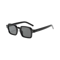 Retro oversized square sunglasses in glossy black frame with dark grey tinted lenses - Black Frame Grey Lens