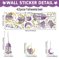 Adesivi murali viola per Ramadan con lanterne e stelle, specifiche misure 90x30cm - Set di Lanterne e Luna di Ramadan Viola (CT24Y11128T_R) / 60*90cm