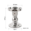 Silver Roman glass candlestick holder in sleek metallic finish with 11cm height - M / Silver