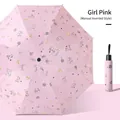 Pink inverted umbrella with cartoon cat pattern and manual open handle for women - Manual Reverse / Pink Cat Dog Party