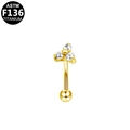 Piercing arcade en titane doré orné de trois oxydes de zirconium blancs en grappe - Style Triple Strass en Grappe (G23EYI089-G) / Doré
