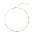 Minimalist gold paperclip chain necklace with lobster clasp and adjustable link extension - Gold