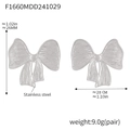 Orecchini a fiocco in acciaio inossidabile argento dal design minimal, 26 mm - 26x28mm / Orecchini a Fiocco Color Acciaio (F1660)